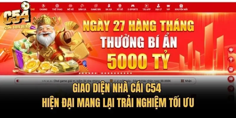 Giao diện nhà cái C54 hiện đại mang lại trải nghiệm tối ưu